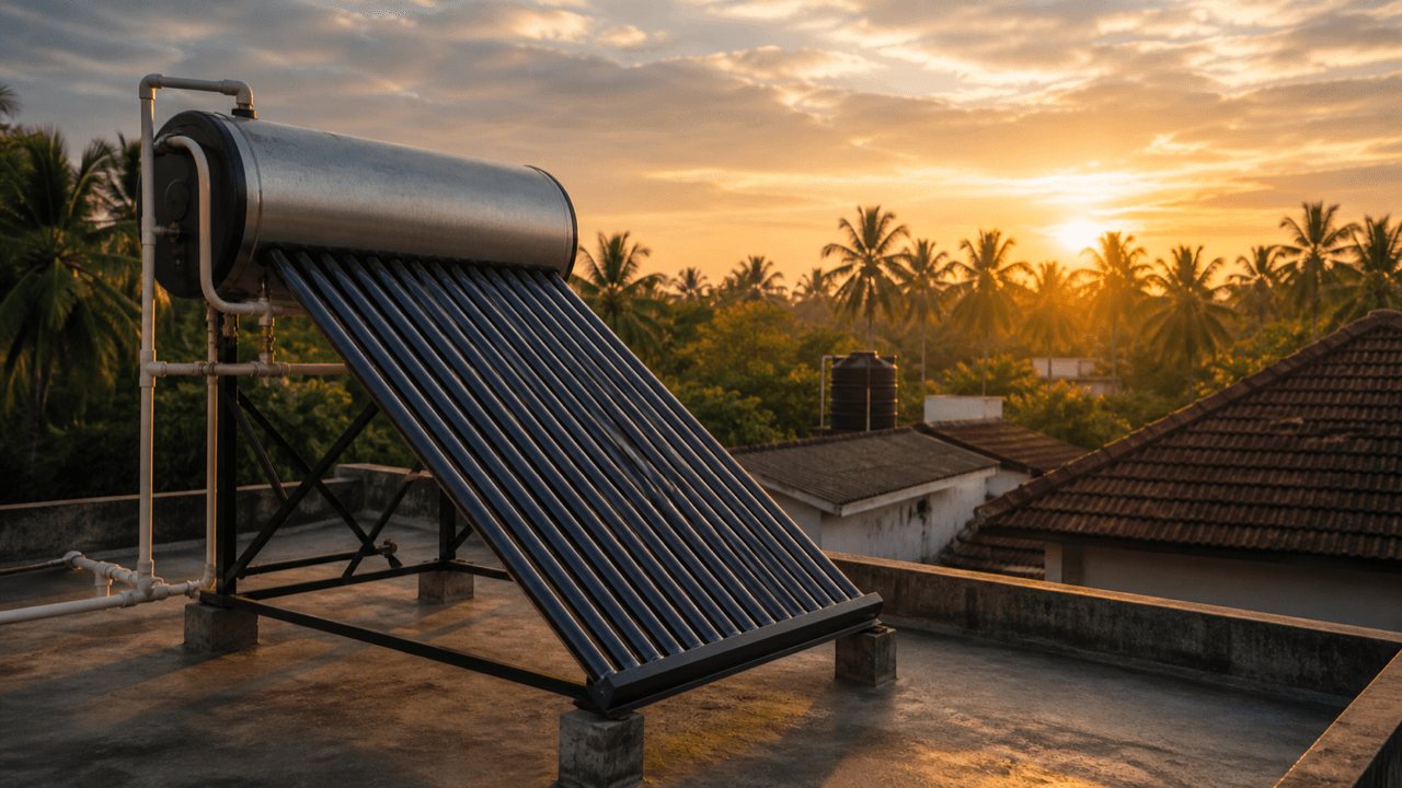 Solar water heater installation Kerala rooftop